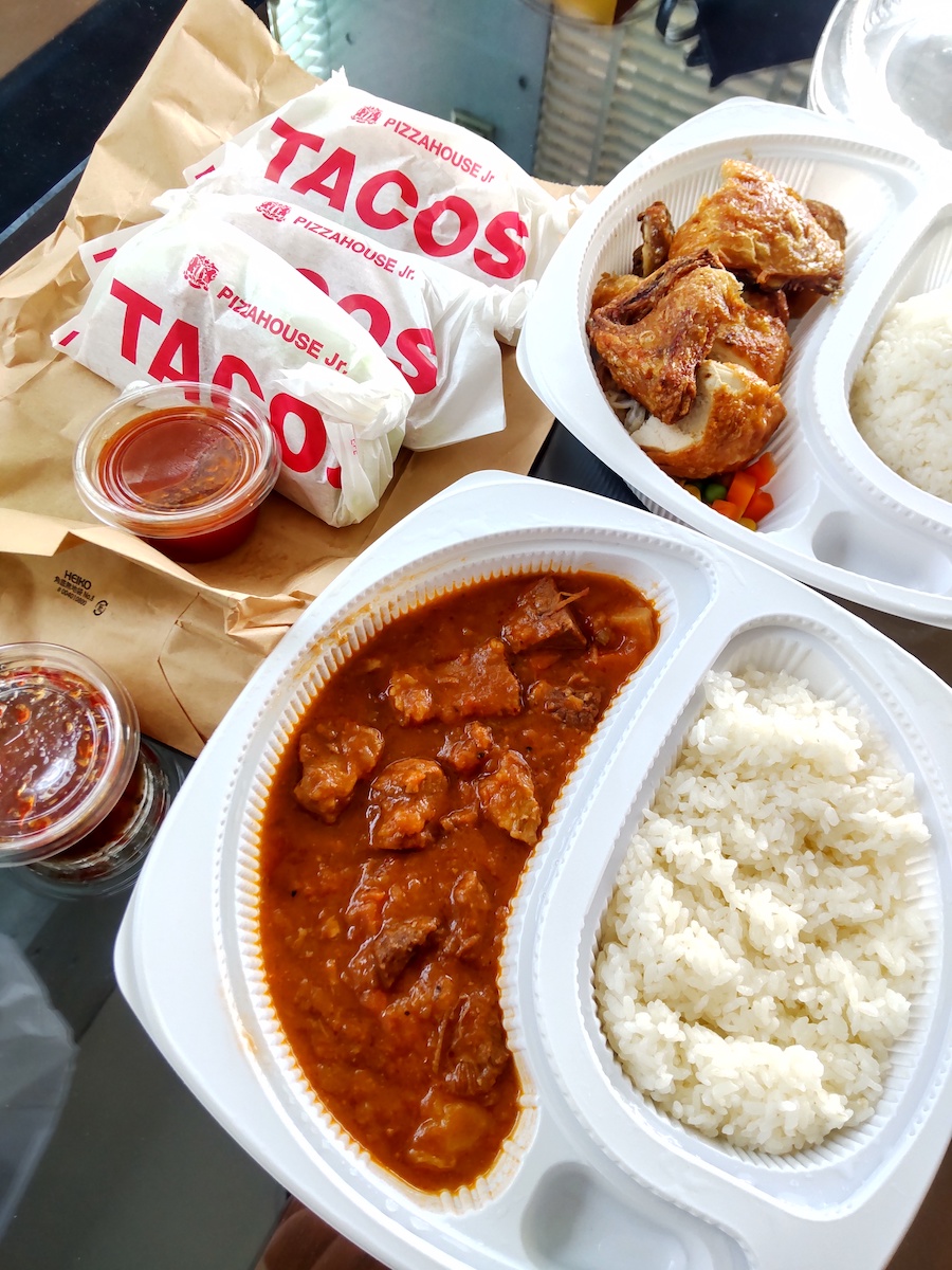 Dishes from the local restaurant, Pizza House Jr.