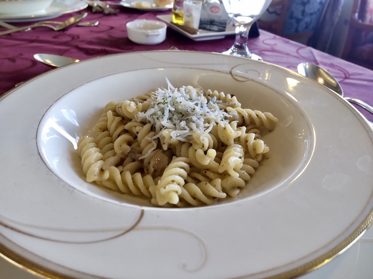 Short Pasta with Boiled Whitebait and Herbs served on Symphony Tokyo Bay Cruise