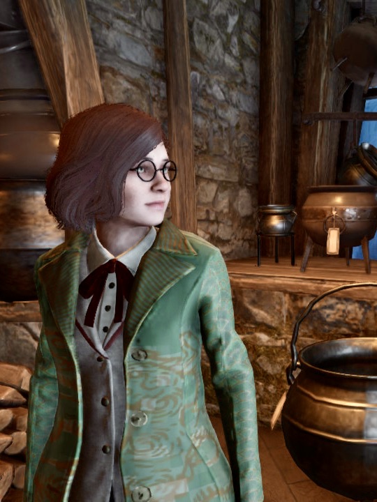 Green coat worn by Emily in Hogwarts Legacy