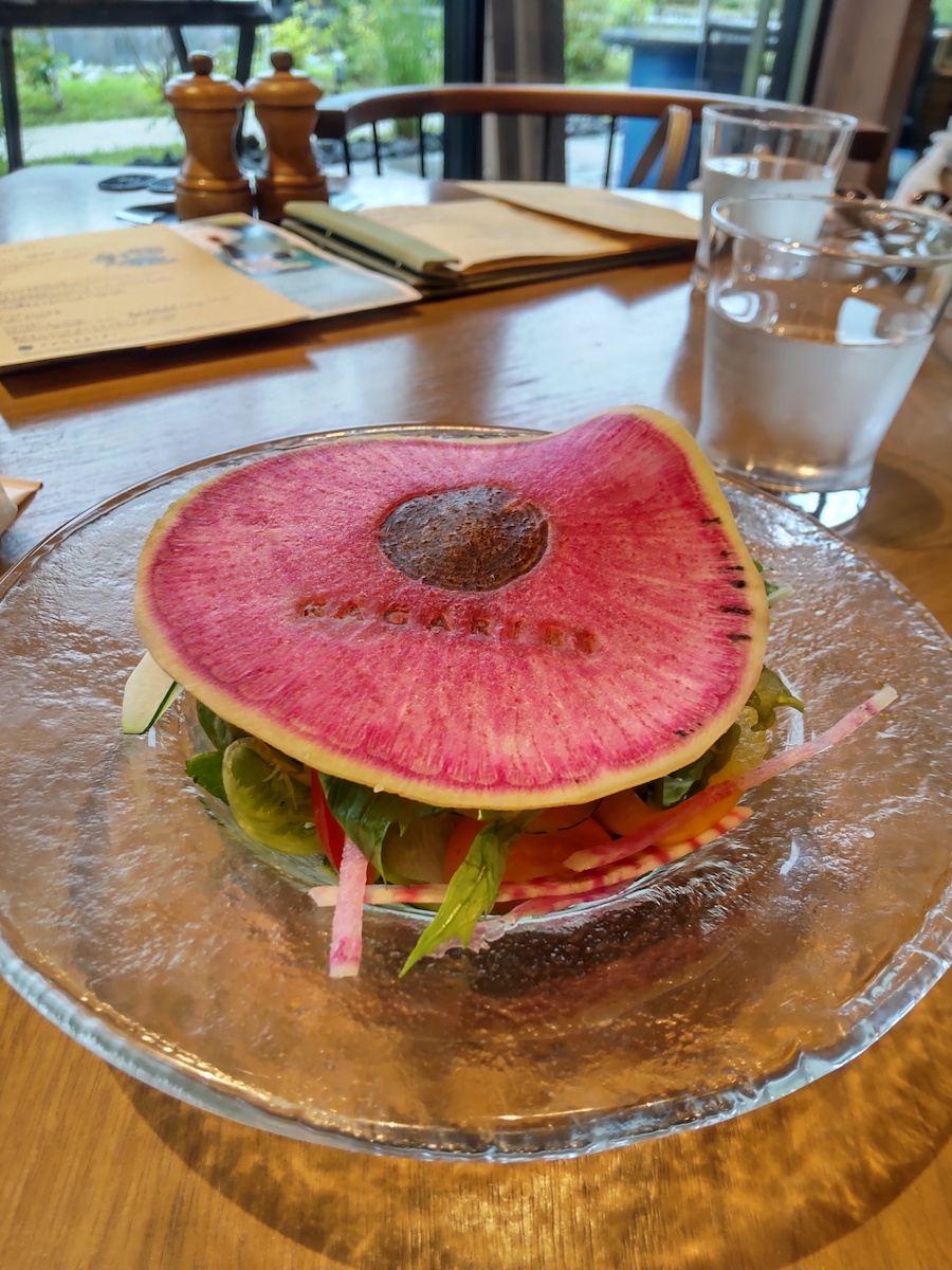 Salad with local vegetables served at KAGARIBI at Hotel Indigo Karuizawa