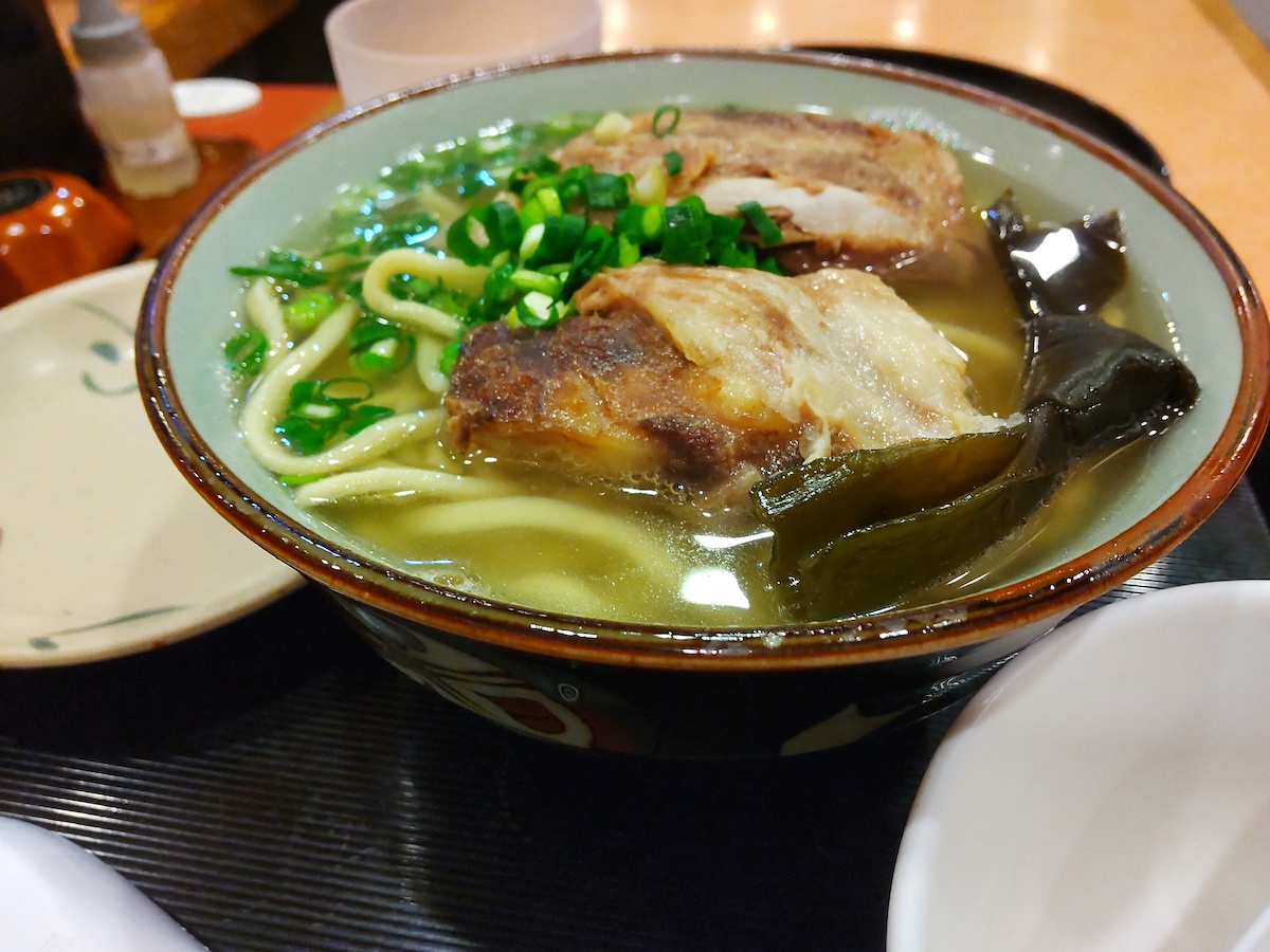 Okinawa soba at a local Okinawan restaurant